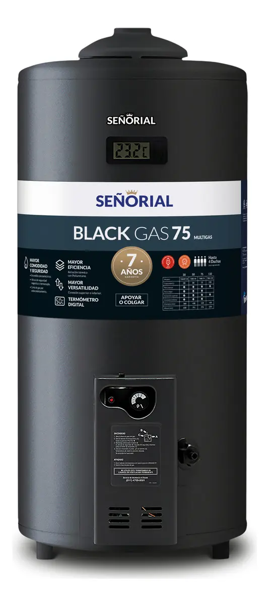 TERMOTANQUE BLAK MULTIGAS DUAL 75L SEÑOR